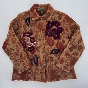 Mirasol Women's Tapestry Jacket Boho Floral Embroidered Beaded Sequin Artsy S